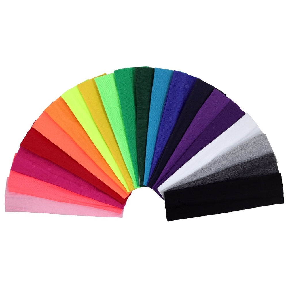 12 Cotton Boho Headbands Elastic Soft Wide